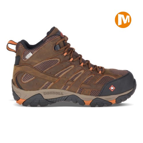 Pánské Pracovní Boty Merrell Moab Vertex Mid Waterproof Comp Toe Hnědé (CZ. AWPKH)